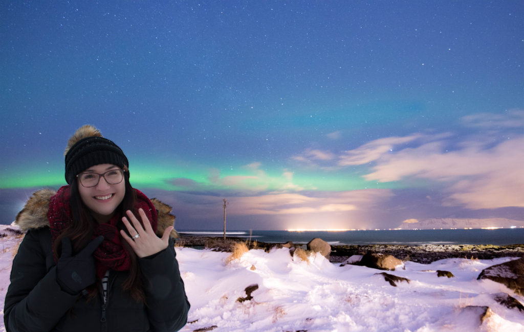 Northern Lights, Engagement Ring, Iceland, Grotta Lighthouse